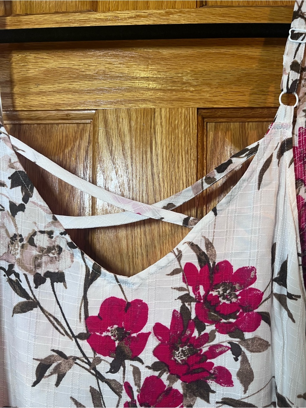 NWT Torrid 1(1X) Ivory Floral Double Layer Cami Adjustable spaghetti Straps - Picture 6 of 7